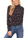 CECE WOMENS MOCK NECK FLORAL PULLOVER TOP