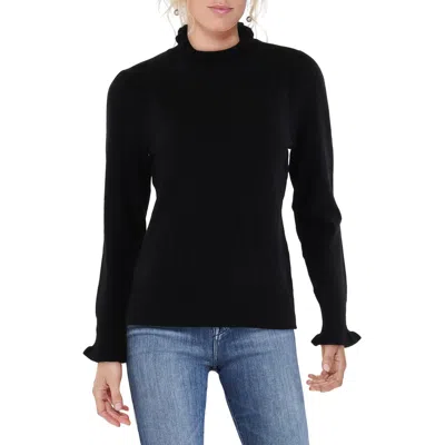 Cece Womens Mock Turtleneck Scalloped Mock Turtleneck Sweater In Black