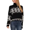 Cece Fair Isle Turtleneck Sweater In Black