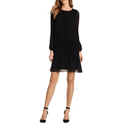 Cece Womens Pleated Chiffon Mini Dress In Black