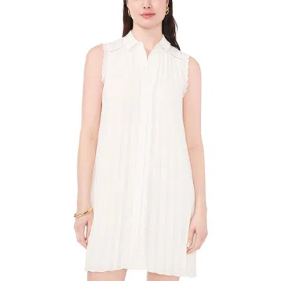 Cece Womens Pleated Polyester Shirtdress In New Ivory