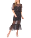 Cece Womens Polka Dot Blouse Ruffle Midi Skirt In Black