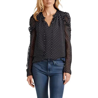 Cece Womens Polka Dot Chiffon Blouse In Black