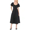 Cece Womens Polka Dot Cotton Fit & Flare Dress In Black