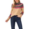 Cece Womens Printed Acrylic Mock Turtleneck Sweater In Latte Heather Brown