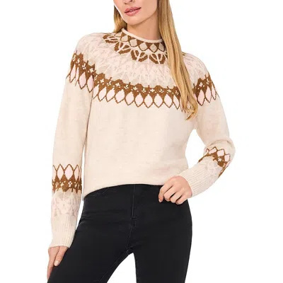 Cece Womens Printed Acrylic Mock Turtleneck Sweater In Neutral