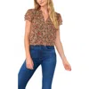 Cece Womens Printed Chiffon Blouse In Black