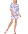 Cece Womens Printed Cotton Collared Button Front Shirt Printed Cotton Pull On Shorts In Multi