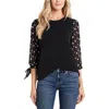 Cece Womens Printed Polyester Blouse In Black