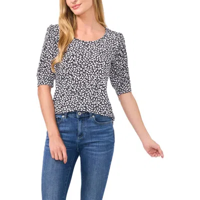 Cece Womens Printed Polyester Blouse In Black