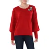 Cece Womens Rhinestone Knit Crewneck Sweater