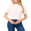 Cece Women's Ribbed Mock-neck Contrast-cuff Sweater In Beige