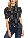 Cece Polka Dot Puff Sleeve Top In Black