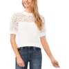CECE WOMENS RUFFLE LACE MOCK TURTLENECK SWEATER