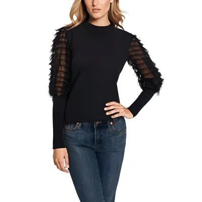 Cece Womens Ruffled Balloon Sleeves Blouse In Black