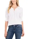 Cece Clip Dot Puff Sleeve Blouse In White