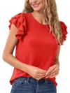 Cece Double Ruffle Knit Top In Multi