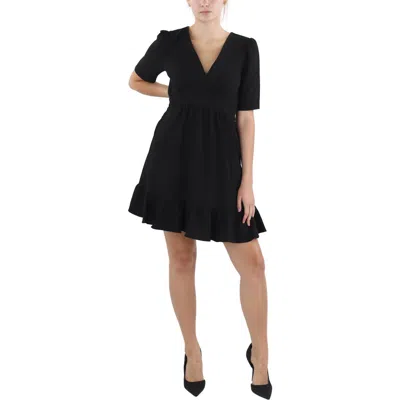 Cece Womens Ruffled Knee Length Fit & Flare Dress In Black