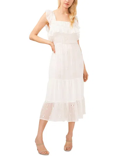 Cece Womens Ruffled Long Maxi Dress In White