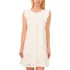 Cece Women's Floral Lace Ruffle Sleeve Mini Dress In White