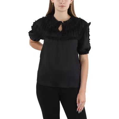 Cece Womens Ruffled Polyester Blouse In Black
