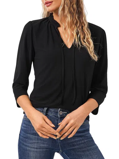 Cece Womens Ruffled Tie Front Blouse In Black