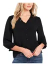 Cece Ruffled Button-front Top In Black