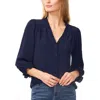 Cece Womens Ruffled V-neck Blouse In Blue