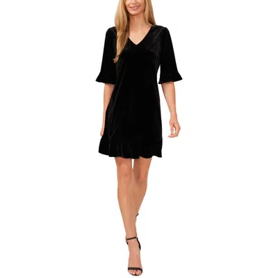 Cece Womens Ruffled Velvet Midi Dress In Black