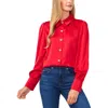 Cece Womens Satin Rhinestone Button-down Top In Multi
