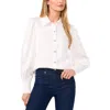 Cece Womens Satin Rhinestone Button-down Top In White