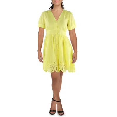 Cece Womens Scalloped Midi Shirtdress In Yellow