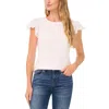 Cece Scallop Sleeve Mixed Media Top In White