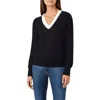 Cece Womens Scalloped Polyester V-neck Sweater In Black