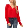 Cece Womens Sheer Chiffon Blouse In Red