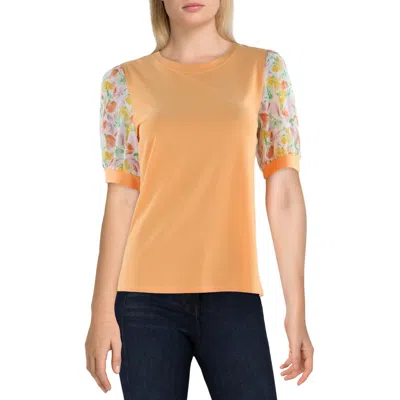Cece Womens Sheer Crepe Blouse In Orange