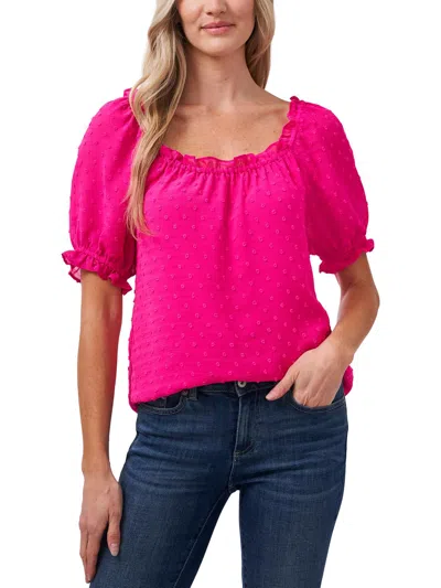 Cece Womens Sheer Dotted Blouse In Pink