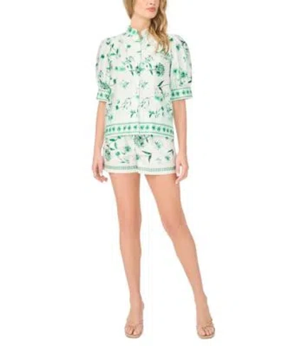 Cece Womens Short Sleeve Button Up Shirt Pull On Shorts