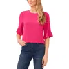 Cece Womens Solid Bell Sleeve Blouse In Bright Rose
