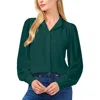 Cece Open Collar Long Sleeve Georgette Button-up Shirt In Multi