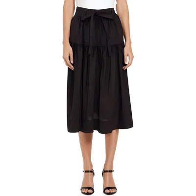 Cece Womens Solid Cotton Midi Skirt