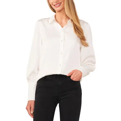 Cece Womens Solid Polyester Blouse In Soft Ecru