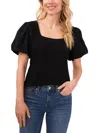 Shop Cece Womens Solid Puff Sleeve Blouse In Black
