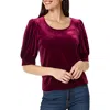 Cece Womens Solid Velvet Blouse