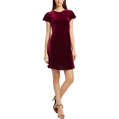 Cece Womens Solid Velvet Mini Dress In Burgundy