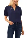 Cece Ruffle Neck Raglan Seam Split Neck Blouse In Multi