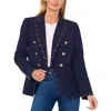 Cece Trim Double Breasted Blazer In Blue