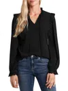 Cece Ruffled Button-front Top In Black