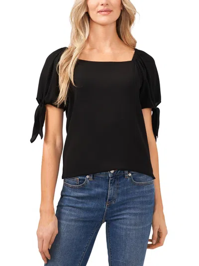 Cece Womens Tie Sleeves Textured Blouse In Black