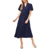 Cece Womens Tiered Polyester Midi Dress In Blue